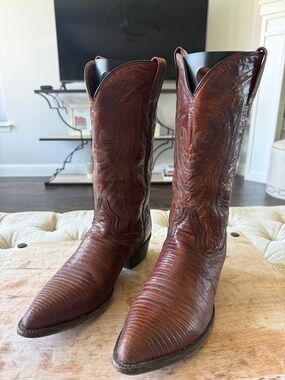 Dan Post Exotic Lizard Men’s 9.5 Brown Western Cowboy Boots